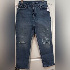 NWT Old Navy Extra High Rise Sky-Hi Straight Jeans, Medium Wash, 14